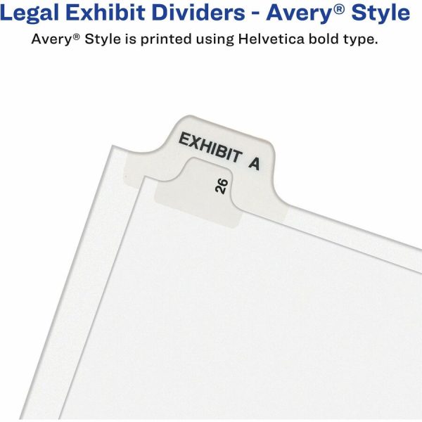 Avery Individual Bottom Tab Legal Dividers - 25 x Divider(s) - Bottom Tab(s) - Exhibit Z - 1 Tab(s) Set - 8.5  Divider Width x 11  Divider Length - Letter - 8.50  Width x 11  Length - White Paper Divider - Recycled - 1 For Discount - Image 5