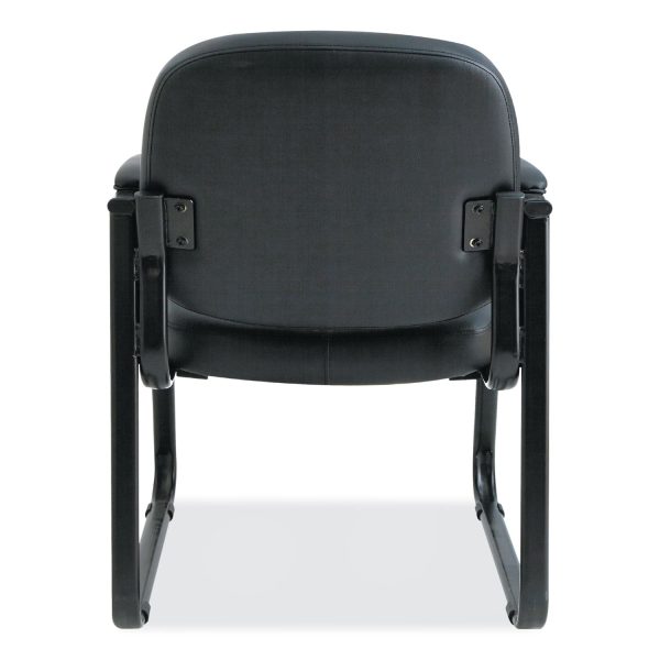 Alera Genaro Series Faux Leather Half-Back Sled Base Guest Chair, 25  x 24.80  x 33.66 , Black Seat, Black Back, Black Base For Sale - Image 5