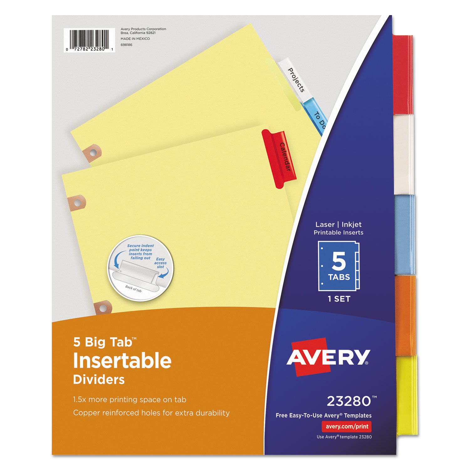 Insertable Big Tab Dividers, 5-Tab, Single-Sided Copper Edge Reinforcing, 11 x 8.5, Buff, Assorted Tabs, 1 Set For Cheap