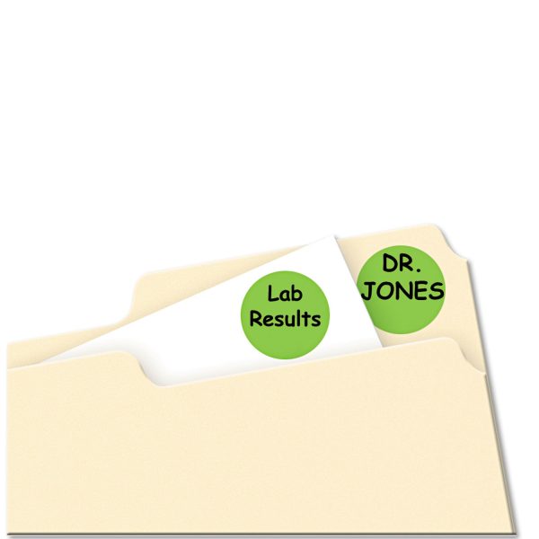 Printable Self-Adhesive Removable Color-Coding Labels, 0.75  dia, Neon Green, 24 Sheet, 42 Sheets Pack, (5468) Fashion - Image 2