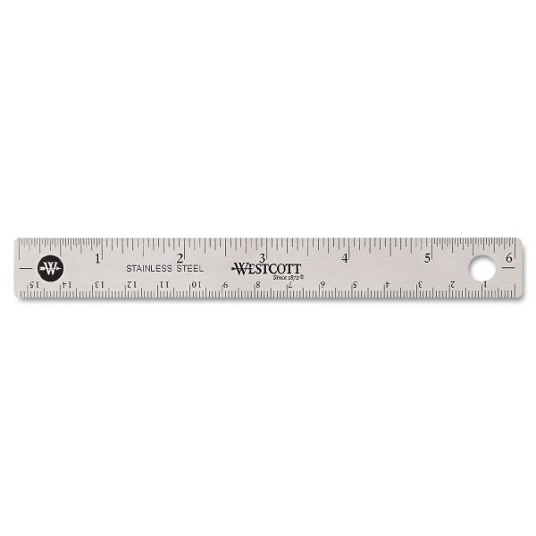 Stainless Steel Office Ruler With Non Slip Cork Base, Standard Metric, 6  Long Online now