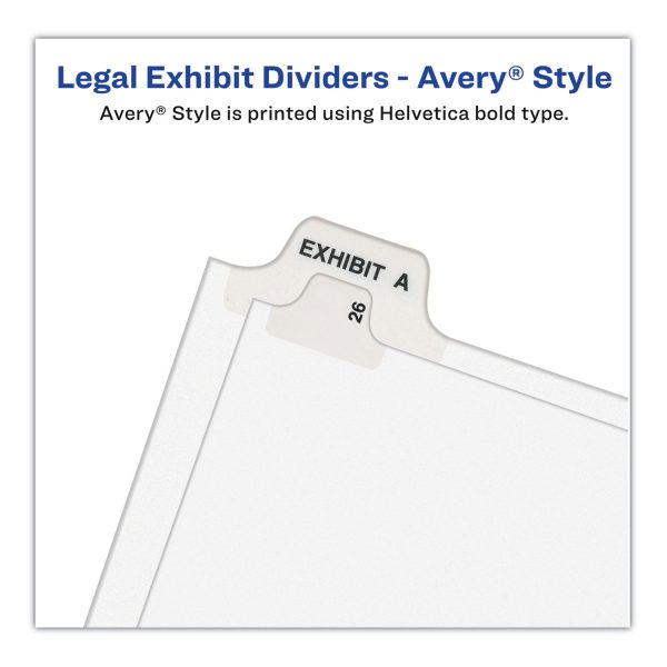 Preprinted Legal Exhibit Side Tab Index Dividers, Avery Style, 26-Tab, M, 11 x 8.5, White, 25 Pack, (1413) Sale - Image 5