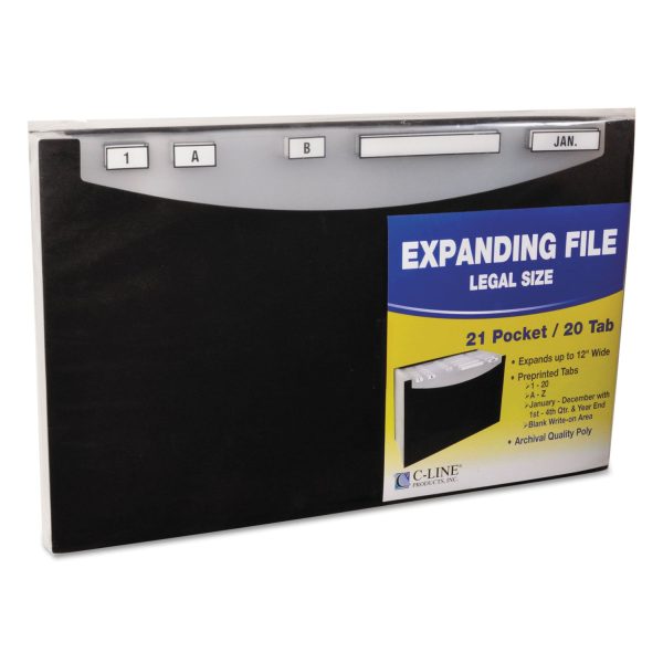 21-Pocket Stand-Up Design Expanding File, 12  Expansion, 21 Sections, 1 5-Cut Tabs, Legal Size, Black Online Sale - Image 4