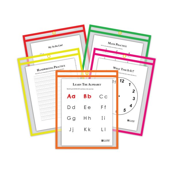 Reusable Dry Erase Pockets, 9 x 12, Assorted Neon Colors, 25 Box For Cheap - Image 2
