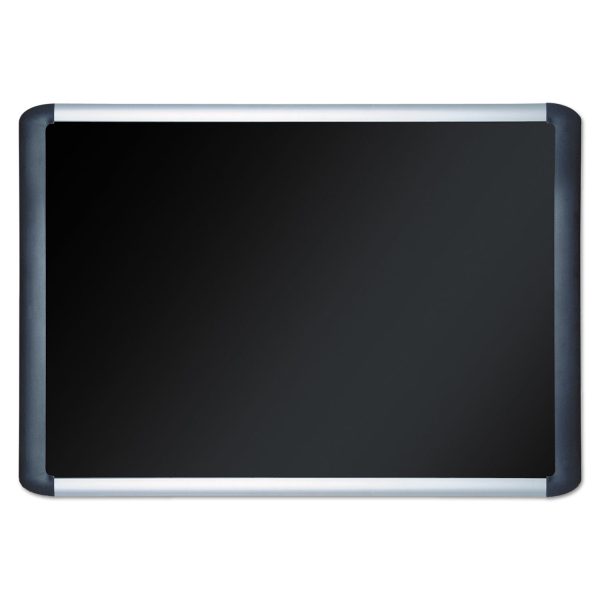 Soft-touch Bulletin Board, 36 x 24, Black Fabric Surface, Aluminum Black Aluminum Frame Online now - Image 2