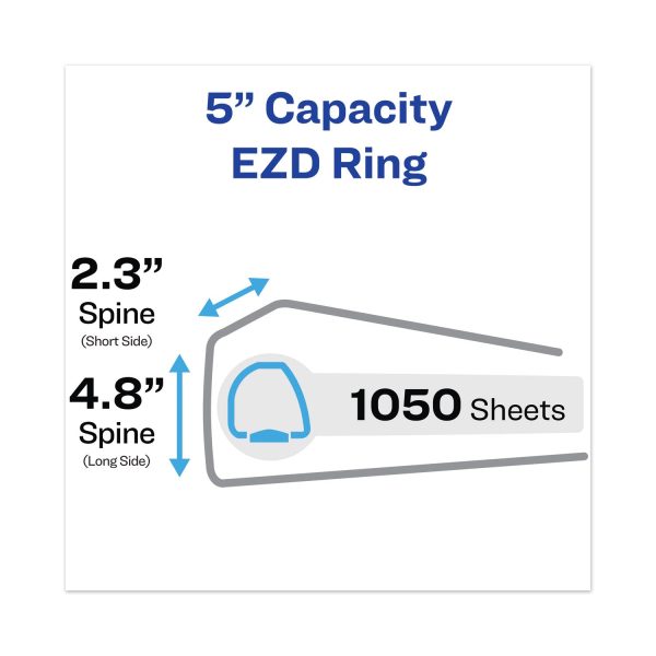 Heavy-Duty View Binder with DuraHinge and Locking One Touch EZD Rings, 3 Rings, 5  Capacity, 11 x 8.5, Red Supply - Image 2