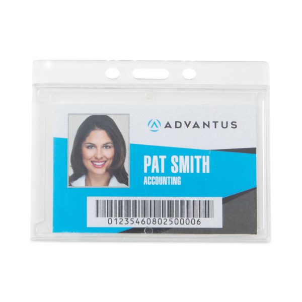 Frosted One-Card Rigid Badge Holders, Horizontal, Frosted 3.68  x 2.75  Holder, 3.38  x 2.13  Insert, 25 Box For Discount - Image 2