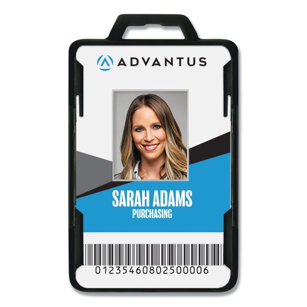 Secure-Two Card RFID Blocking Badge, Horizontal Vertical, Black 3.68  x 2.38  Holder, 3.38  x 2.13  Insert, 20 Pack on Sale