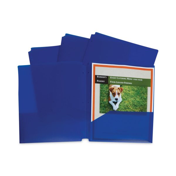 Two-Pocket Heavyweight Poly Portfolio Folder, 3-Hole Punch, 11 x 8.5, Blue, 25 Box Online Hot Sale - Image 2