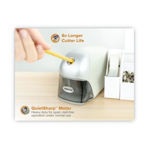 QuietSharp Executive Electric Pencil Sharpener, AC-Powered, 4 x 7.5 x 5, Gray Supply - Image 2