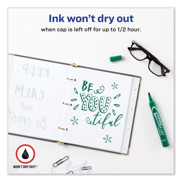 MARKS A LOT Large Desk-Style Permanent Marker, Broad Chisel Tip, Green, Dozen (8885) Fashion - Image 3