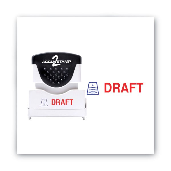 Pre-Inked Shutter Stamp, Red Blue, DRAFT, 1.63 x 0.5 For Sale - Image 2