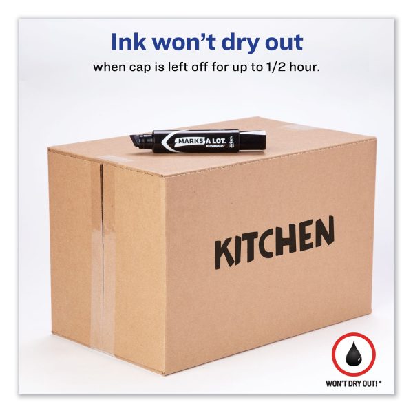 MARKS A LOT Extra-Large Desk-Style Permanent Marker, Extra-Broad Chisel Tip, Black (24148) Supply - Image 3