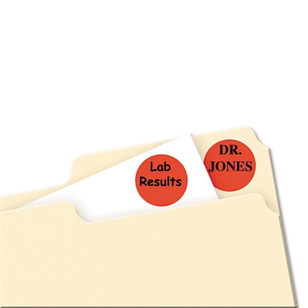 Printable Self-Adhesive Removable Color-Coding Labels, 0.75  dia, Neon Red, 24 Sheet, 42 Sheets Pack, (5467) Online Sale - Image 2