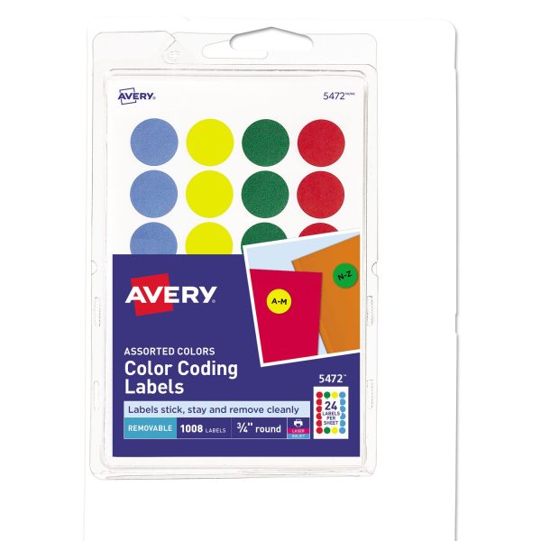 Printable Self-Adhesive Removable Color-Coding Labels, 0.75  dia, Assorted Colors, 24 Sheet, 42 Sheets Pack, (5472) Cheap