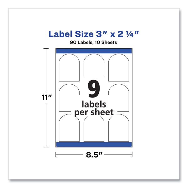 Textured Arched Print-to-the-Edge Labels, Laser Printers, 3 x 2.25, White, 9 Sheet, 10 Sheets Pack Online now - Image 5