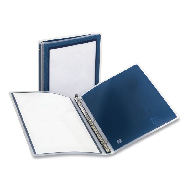 Flexi-View Binder with Round Rings, 3 Rings, 0.5  Capacity, 11 x 8.5, Navy Blue on Sale