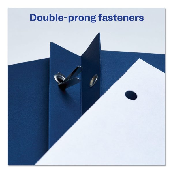 Two-Pocket Folder, Prong Fastener, 0.5  Capacity, 11 x 8.5, Dark Blue, 25 Box For Sale - Image 4