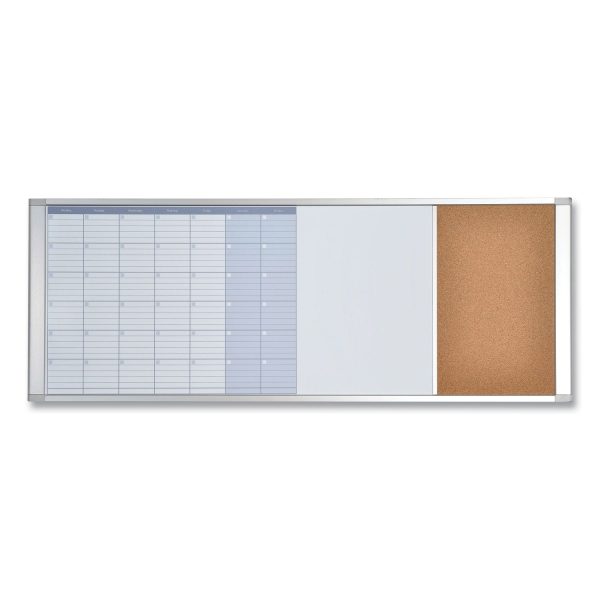 Magnetic Calendar Combo Board, 48 x 18, White Surface, Aluminum Frame For Cheap