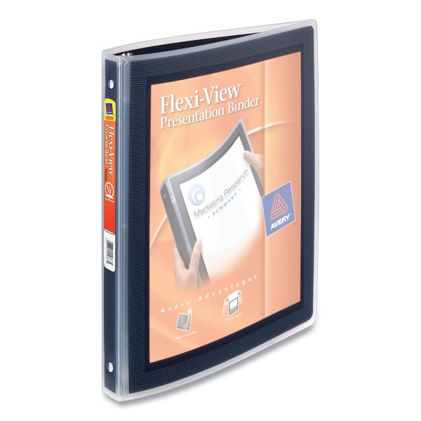 Flexi-View Binder with Round Rings, 3 Rings, 0.5  Capacity, 11 x 8.5, Black on Sale - Image 2