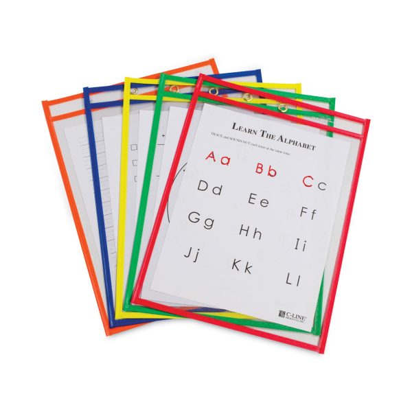 Reusable Dry Erase Pockets, 9 x 12, Assorted Primary Colors, 10 Pack Online Hot Sale