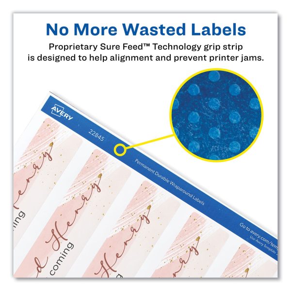 Water-Resistant Wraparound Labels w  Sure Feed, 9.75 x 1.25, White, 40 Pack Online Sale - Image 5