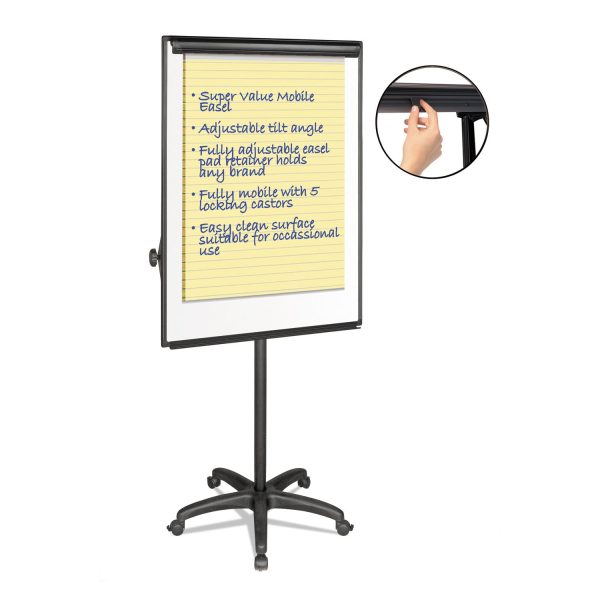 Silver Easy Clean Dry Erase Mobile Presentation Easel, 44  to 75.25  High For Cheap