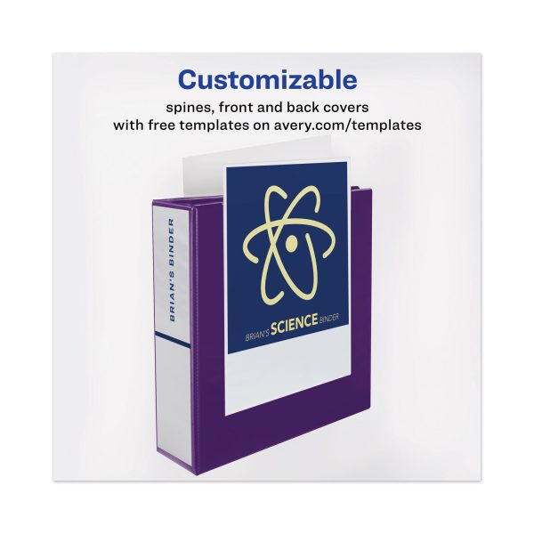 Heavy-Duty View Binder with DuraHinge and One Touch EZD Rings, 3 Rings, 1  Capacity, 11 x 8.5, Purple Discount - Image 3