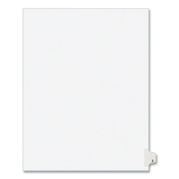 Preprinted Legal Exhibit Side Tab Index Dividers, Avery Style, 26-Tab, Z, 11 x 8.5, White, 25 Pack, (1426) on Sale