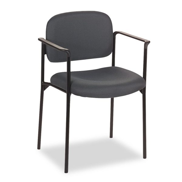 VL616 Stacking Guest Chair with Arms, Fabric Upholstery, 23.25  x 21  x 32.75 , Charcoal Seat, Charcoal Back, Black Base Online Hot Sale