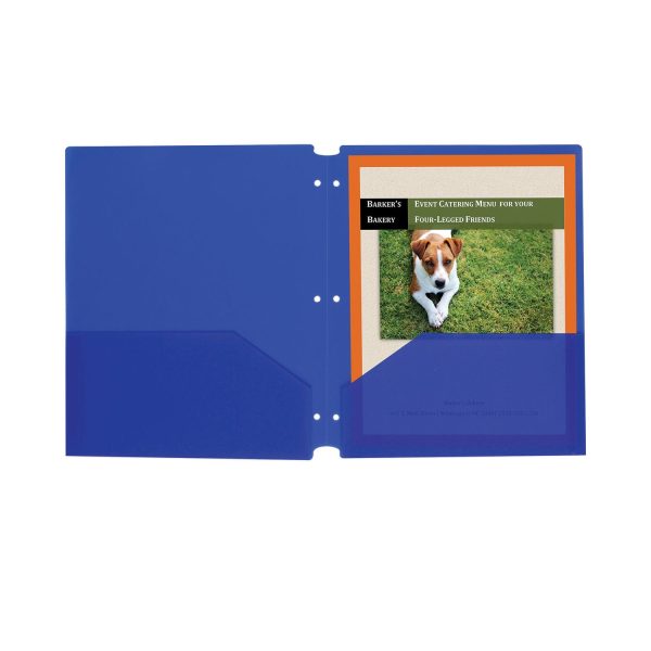 Two-Pocket Heavyweight Poly Portfolio Folder, 3-Hole Punch, 11 x 8.5, Blue, 25 Box Online Hot Sale