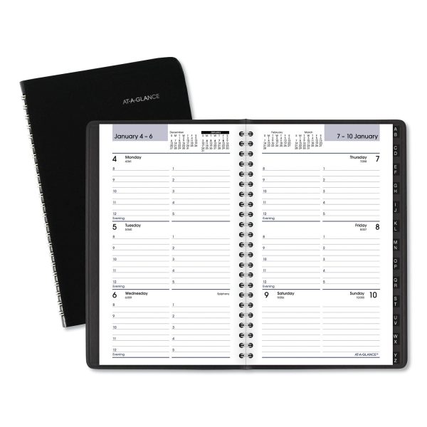 DayMinder Block Format Weekly Appointment Book, Tabbed Telephone Add Section, 8.5 x 5.5, Black, 12-Month (Jan to Dec): 2024 Sale