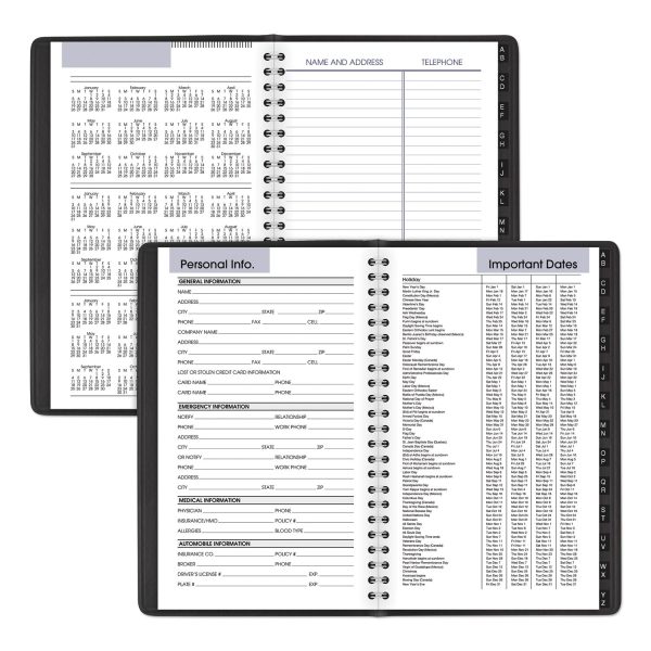 DayMinder Block Format Weekly Appointment Book, Tabbed Telephone Add Section, 8.5 x 5.5, Black, 12-Month (Jan to Dec): 2024 Sale - Image 4