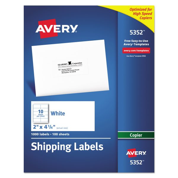 Copier Mailing Labels, Copiers, 2 x 4.25, White, 10 Sheet, 100 Sheets Box Online Sale