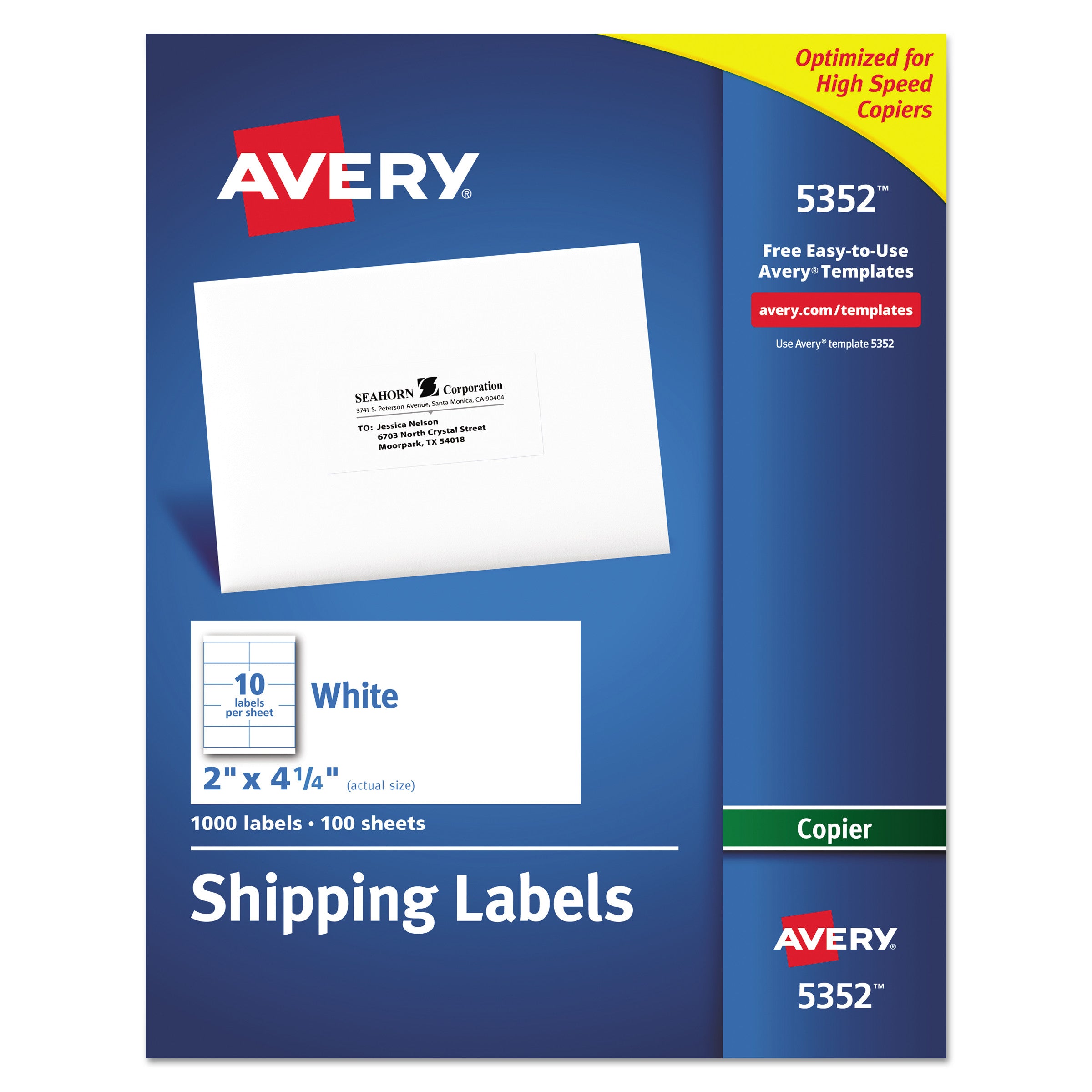 Copier Mailing Labels, Copiers, 2 x 4.25, White, 10 Sheet, 100 Sheets Box Online Sale