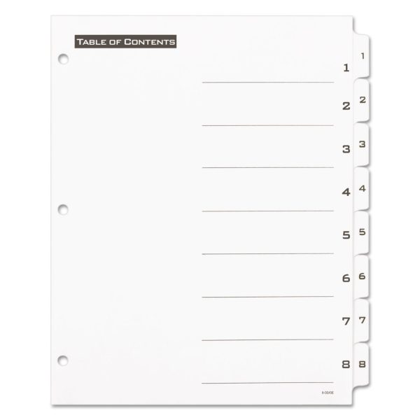 Table  n Tabs Dividers, 8-Tab, 1 to 8, 11 x 8.5, White, White Tabs, 1 Set Online - Image 2