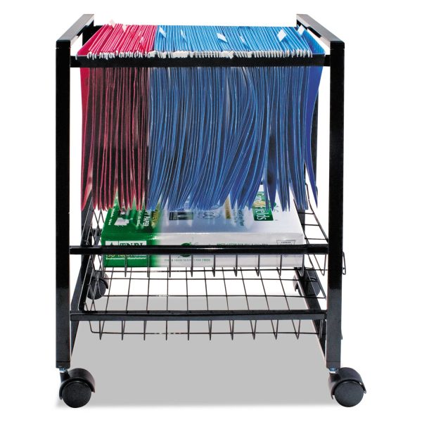 Mobile File Cart with Sliding Baskets, Metal, 2 Drawers, 1 Bin, 12.88  x 15  x 21.13 , Black Cheap - Image 4
