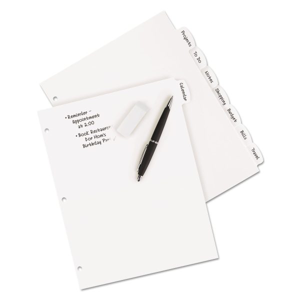 Write and Erase Big Tab Durable Plastic Dividers, 3-Hole Punched, 8-Tab, 11 x 8.5, White, 1 Set Online now - Image 3