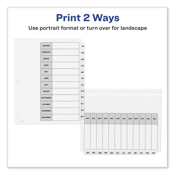 Customizable TOC Ready Index Black and White Dividers, 12-Tab, Jan. to Dec., 11 x 8.5, 1 Set Online - Image 3