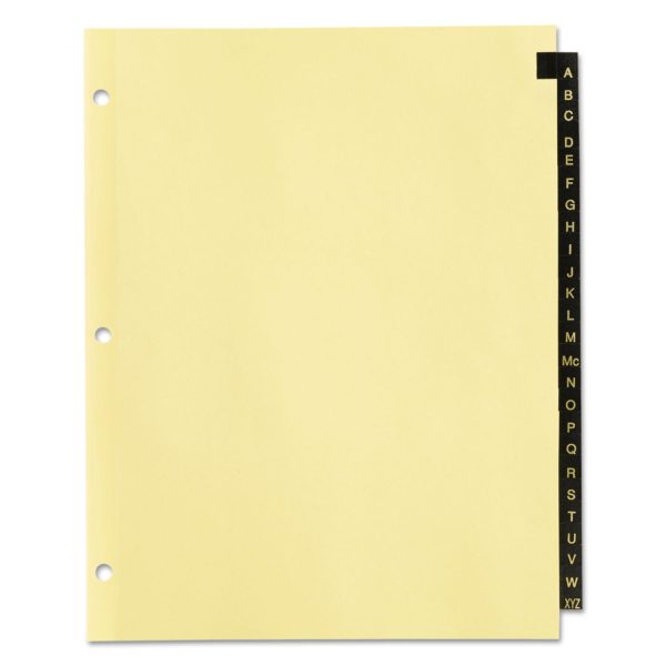 Preprinted Black Leather Tab Dividers, 25-Tab, A to Z, 11 x 8.5, Buff, 1 Set For Sale - Image 2