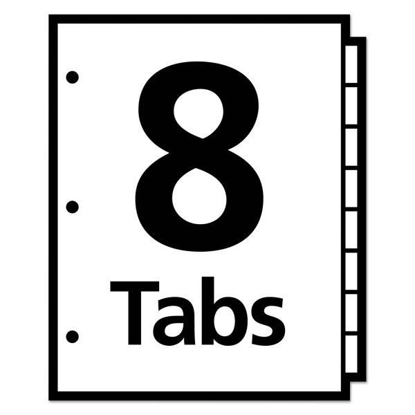Write and Erase Big Tab Durable Plastic Dividers, 3-Hole Punched, 8-Tab, 11 x 8.5, White, 1 Set Online now - Image 5