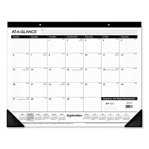 Academic Year Ruled Desk Pad, 21.75 x 17, White Sheets, Black Binding, Black Corners, 16-Month (Sept to Dec): 2023 to 2024 Supply - Image 5