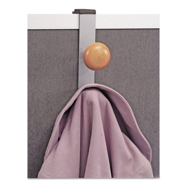 Cubicle Garment Peg, 2-Hook, 1.2 x 1.38 x 7.9, Wood, Metallic Gray, 1.5 lb Capacity For Sale - Image 4