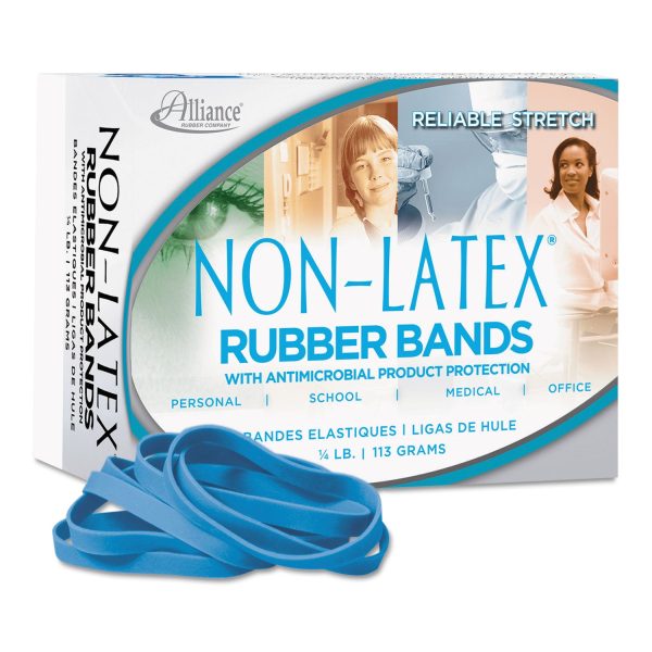 Antimicrobial Non-Latex Rubber Bands, Size 64, 0.04  Gauge, Cyan Blue, 4 oz Box, 95 Box Online