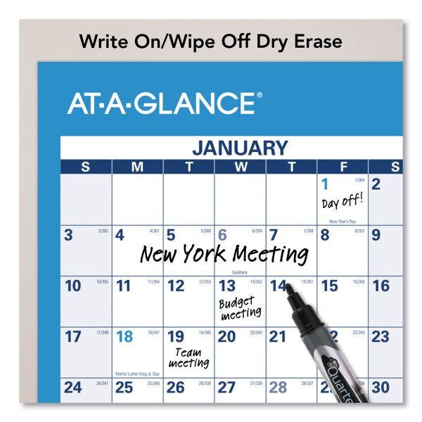 Horizontal Reversible Erasable Wall Planner, 36 x 24, White Blue Sheets, 12-Month (Jan to Dec): 2024 on Sale - Image 2