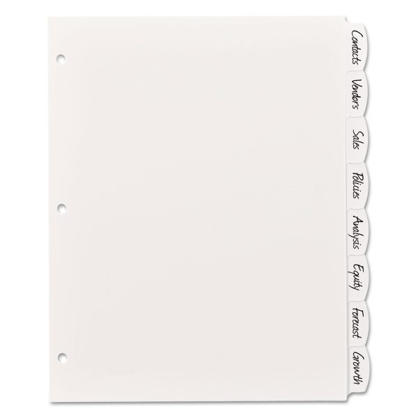 Write and Erase Big Tab Durable Plastic Dividers, 3-Hole Punched, 8-Tab, 11 x 8.5, White, 1 Set Online now - Image 2