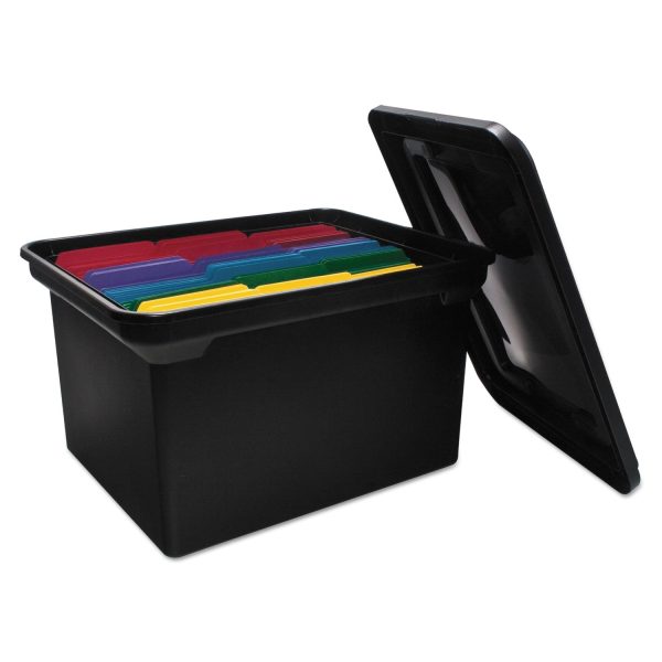 File Tote with Lid, Letter Legal Files, 14.25  x 18  x 10.88 , Black For Discount - Image 3