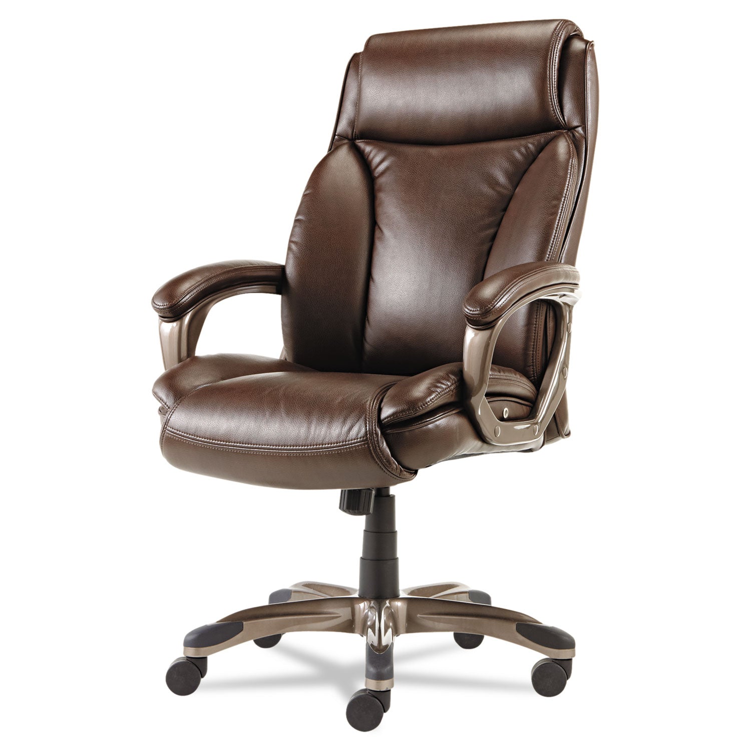Alera Veon Series Executive High-Back Bonded Leather Chair, Supports Up to 275 lb, Brown Seat Back, Bronze Base Cheap