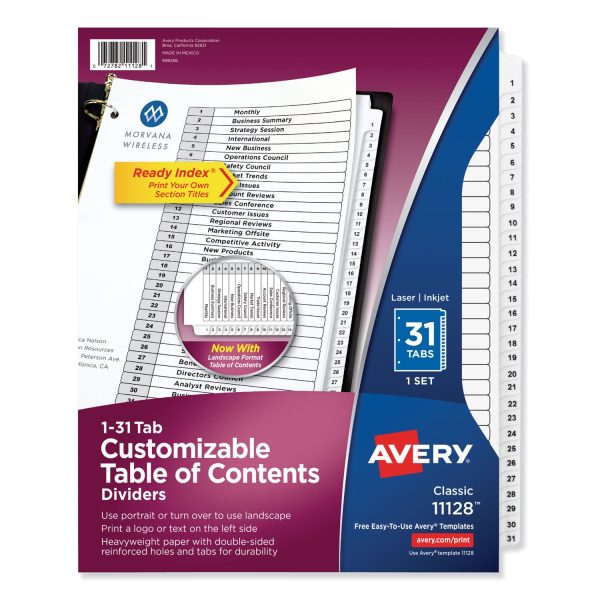 Customizable TOC Ready Index Black and White Dividers, 31-Tab, 1 to 31, 11 x 8.5, 1 Set Online Hot Sale