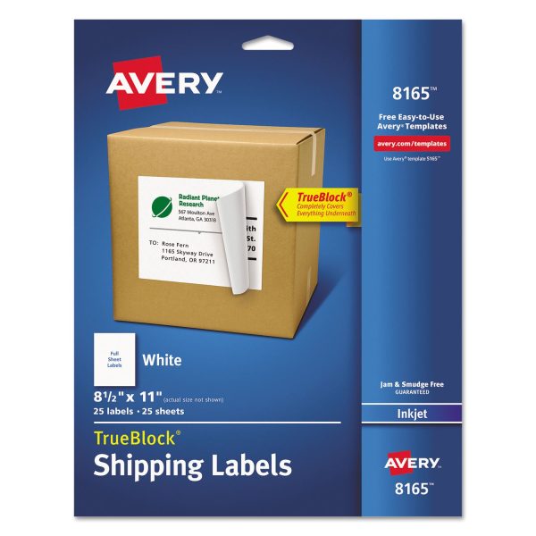 Shipping Labels with TrueBlock Technology, Inkjet Printers, 8.5 x 11, White, 25 Pack Online Hot Sale